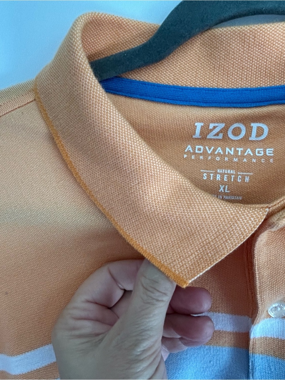 Izod Orange Striped Advantage Performance Polo